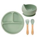 Kit Refeição Prato Divisórias Ventosa + Bowl + Talheres Buba