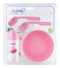 Kit Refeição Prato,talher E Copo Kuka Baby Rosa