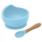 Kit Refeição Tigela Bowl Com Ventosa e Talher Em Bambu Azul Kababy Kit Refeição Tigela Bowl Com Ventosa e Talher Em Bambu Azul Kababy