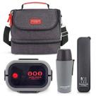 Kit Refeições Vibe Jacki Design Marmita, Garrafa Térmica E Bolsa Térmica 2 Compartimentos - Cinza Preto