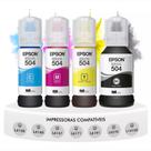 Kit Refil 04 Tintas T504 Epson L6161 L4150 L4160 L6191 L6171 L6270 L14150