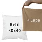 Kit: Refil + Capa de Almofada Bege - 40x40 cm - Conforto e Estilo!