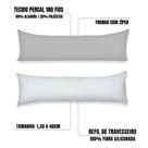Kit Refil Silicone + Fronha Travesseiro de Corpo 1,30x40 COMPLETO Percal 180 fios