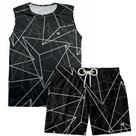 Kit Regata Masculina Short Praia Estampada Verão Esportivo Musculação Fitness Surf