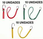 Kit Reggae 30 Elásticos Extensor Borracha Lona 3 Cores