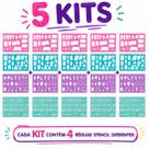 Kit Régua Stencil Fun com 4 Unidades -Tilibra - Kit Régua Stencil Fun com 4 Unidades -Tilibra -