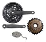 Kit Relação Bicicleta Pedivela + Catraca + Corrente 21 Velo
