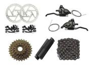 Kit Relação Bicicleta Transmissão 21 Velo + Freios A Disco