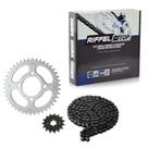 Kit Relação Transmissão Kawasaki Ninja 250R 1988 até 2007 com Retentor (O-ring) TOP Aço 1045 Riffel 91124