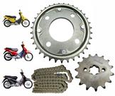 Kit Relação Transmissão Tração Biz 100 1998 Á 2005 Todas Aço 1045