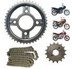 Kit Relação Transmissão Tração Honda Titan Fan Start 150 Aço 1045 completa