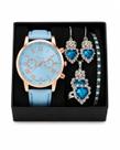 Kit Relógio Azul Luxo com conjunto de jóias