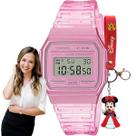 Kit Relógio Casio Feminino Digital Rosa F-91WS-4DF + Chaveiro