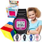 Kit Relógio Casio Infantil Meninas Meninos Digital Resistente Agua Pequeno Alarme Preto LA-20WH + Cubo Magico Kit Relógio Casio Infantil Meninas Meninos Digital Resistente Agua Pequeno Alarme Preto LA-20WH + Cubo Magico