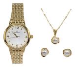 Kit Relógio Champion CH24857B Dourado Pérola Prata CH 24857