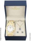 Kit Relógio Champion Dourado Feminino CN26706W + SEMI JOIA