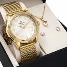 Kit Relógio Champion Elegance Dourado Feminino CN27572E