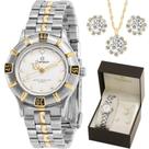 Kit Relógio Champion Feminino Bicolor com Colar e Brincos CH38155O