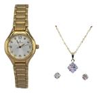 Kit Relógio Champion Feminino Ch24964w Dourado Brinco CH Kit Relógio Champion Feminino Ch24964w Dourado Brinco CH
