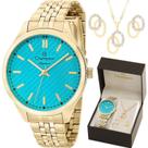 Kit Relógio Champion Feminino Dourado Com Colar e Brincos CN27527Y