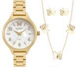 Kit Relógio Condor Feminino Dourado Borboleta CO2036MXLK4K Kit Relógio Condor Feminino Dourado Borboleta CO2036MXLK4K