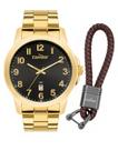 Kit Relógio Condor Masculino Dourado Chaveiro 5ATM 44mm Co2115nan/k4p