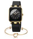 Kit Relógio De Pulso Dourado Feminino Casual + Bracelete Nó Kit Relógio De Pulso Dourado Feminino Casual + Bracelete Nó