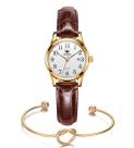 Kit Relógio De Pulso Luxo Feminino Dourado + Pulseira Nó