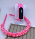 Kit Relógio Digital Led Prova água Bracelete Adulto Infantil Feminino + Arco Tiara Arquinho Cabelo Pérolas Bordada Kit Relógio Digital Led Prova água Bracelete Adulto Infantil Feminino + Arco Tiara Arquinho Cabelo Pérolas Bordada