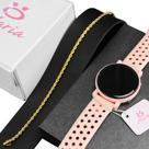 Kit relogio digital Rosa feminino prova d agua + Pulseira laminada Dourada RLAQ6