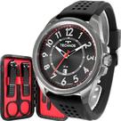 Kit Relógio e Unha Technos Masculino Analógico Esportivo De Pulso Grafite Com Pulseira de Silicone A Prova Dágua em 5ATM Com Calendário Original