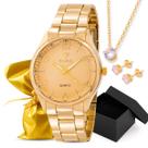 Kit Relógio Eura Metal Dourado Colar e Brinco Banhado a Ouro 18k com Colar e Brincos Kit Relógio Eura Metal Dourado Colar e Brinco Banhado a Ouro 18k com Colar e Brincos