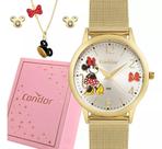 Kit Relógio Feminino Colar Brincos Disney Minnie Condor Kit Relógio Feminino Colar Brincos Disney Minnie Condor