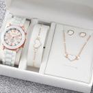 Kit Relógio Feminino + Colar + Brincos + Pulseira - Coração - Banhado a ouro