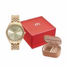 Kit Relógio Feminino Dourado com Porta Joias de Bolsa - 32806LPMKDE1