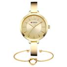 Kit Relógio Feminino Dourado Curren + Pulseira Bracelete