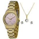 Kit Relógio Feminino Dourado Lince LRG4669L KZ89 FUNCO ROSA Kit Relógio Feminino Dourado Lince LRG4669L KZ89 FUNCO ROSA