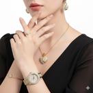 Kit Relógio Feminino Dourado Luxo Conjunto Colar Brincos Anel Pulseira