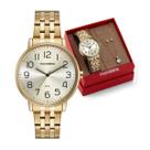 Kit Relógio Feminino Mondaine Casual Dourado À Prova D'Água 50M 32599Lpmkde1K1