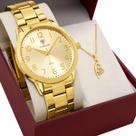 Kit relogio feminino tuguir analogio dourado tg35001