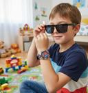 Kit Relógio Infantil Digital Meninos Pisca Luz Led Personagem Homem Aranha Mais óculos de Sol quadrado preto Flexível