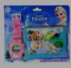 Kit Relógio Infantil Digital Silicone + Carteira Personagens Minnie Homem Aranha Frozen Homem Ferro Lol Disney Presente