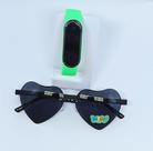 Kit Relógio Infantil Led Bracelete Silicone Ajustável esporte + Óculos de sol Armação Coração Flexível Luxo Moda Verão