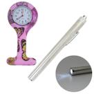 Kit Relogio Lapela Bolso Lanterna Clinica Medica Inox