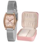 Kit relógio lince feminino quadrado prata/rose lqth278l22 r2sx Kit relógio lince feminino quadrado prata/rose lqth278l22 r2sx
