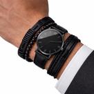 Kit Relógio Masculino Preto + 3 Pulseiras de couro