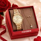 Kit Relógio Mondaine Feminino Analógico Dourado 32600LPMKDE1K1 + Semi Joias