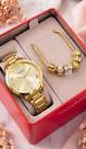 Kit Relógio Mondaine Feminino De Pulso Analógico Quartz Dourado Com Pulseira De Berloques Em Aço Inoxidável Original