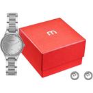 Kit Relógio Mondaine Feminino Espelhado Prata com Brinco Cristais 32830L0MKNE2K1