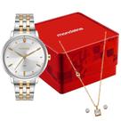 Kit Relógio Mondaine Feminino Estiloso Analógico Bicolor + Colar e Brincos Kit Relógio Mondaine Feminino Estiloso Analógico Bicolor + Colar e Brincos